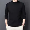 Męska okrągła szyja z długim rękawem T-shirt Business Casual Prosto Slim Blothing Koszula Mężczyzna Moda Marka Solid Color Pullover 210531