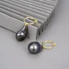 GuaiGuai Jewelry 18MM Natural Black Keshi Baroque Freshwater Pearl Earrings Gold Color Plated Hook Classic For Women Fashion Jewel3282336