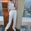 Mode Femmes Casual Taille élastique Jogger Pantalons Ensembles Sexy Slim Tube Top + Lâche Streetwear Pantalon Deux Pièces Femme Costumes Blancs Y0625