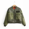 Autunno Bomber Giacca Donna Army Green Warm Tasche con cerniera Cappotto invernale Donna Parka Femme Chaqueta Mujer 211014