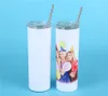 USA Warehouse 20oz Sublimation أكواب مستقيمة Tumblers فارغة الفولاذ المقاوم للصدأ DIY CUPS فراغ معزول السيارة القهوة شربات السربان ss0130