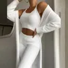 Autumn Winter Soft Fluffy Three Piece Sets Women Sexy Off Shoulder Crop Tops And Long Pants Homesuit Casual Ladies 3 Piece Suit 211211