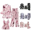 Satin Silk Pajamas 3PCS Women Nightdress Lingerie Robes Underwear Sleepwear Sexy Bathrobe Gown Pyjamas Suit Nightwear Nightie Q0706