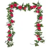 Ghirlande di fiori decorativi Seta artificiale Rosa Piante finte Foglie Ghirlanda Matrimonio romantico Decorazione domestica Vite appesa per Wal2385