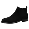Luxe hommes bottines Original daim en cuir véritable chaussures sans lacet bout pointu marron noir tenue décontractée chaussures formelles hommes bottes