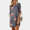 Dames Zomerjurken Boho Stijl Floral Print Chiffon Beach Jurk Tuniek Sundress Losse Mini Party Jurk Vestidos Plus Size 5XL