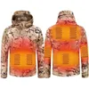 Utomhus Tshirts Winter Electric Heat Jacket USB SMART Män Kvinnor Tjocka uppvärmda jackor Camouflage Hooded Heat Hunting Ski Suit1708174