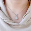 3CT Super Shinning Luxury Jewelry 9MM Diamond 925 Sterling Silver Round Cut White Topaz Gemstones Water Drop Pendant Party Women Clavicle Necklace For Love Gift
