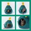 Pet Cat Dog House Дом Питомник щенок Пещера Спящая кровать Рождественская елка Форма зима Теплая для Cats Cama Para Cachorro 2111111