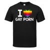 Letni mężczyzna Kocham Gay Porn Shirts Mężczyźni O-Neck Moda Drukowane Hip-Hop Tee Camisetas Odzież Casual Top 210629