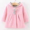 Spring Girls Jacket Rabbit Ears Coat Christmas Children Clothes Outerwear Autumn Kids Warm Cotton Dress Jacket Infant Girl Coat H0909