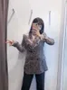 Zevity Mujeres Vintage Totem Flower Print Chic Business Blazer Oficina Damas Doble Botonadura Casual Outwear Terciopelo Traje Tops CT599 210603