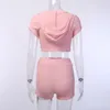 NEEDBO Sexy Two Piece Set Top and Shorts Crop Tops Tshirt Casual Tracksuit 2 Piece Set Women Club Women Sets Clothes for Summer T200614