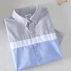 Schinteon marca homens verão 100% camisa de algodão oxford de mangas curtas inteligentes casuais slim patchwork colarinho 210721