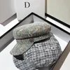 Stachelige Krempe Hüte Spitzekappen Für Frauen Baumwolle Plaid Luxus Designer Jacquard Octagonal Herbst Winter SBOY 2021 Barett Visier