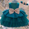 Bautismo para niños pequeños, boda blanca, vestido para niñas, fiesta de cumpleaños con lazo, vestido de princesa infantil para bebé, 1er cumpleaños, ropa para niños G1129