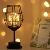 LED Retro Bulb Iron Table Winebottle Copper Wire Night Light Creative Hotel Home Decoration Desk Lamp Night Lamp Battery Powered