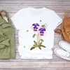 T-shirt da donna a maniche corte con stampa a fiori floreali ad acquerello T-shirt da donna T-shirt da donna T-shirt da donna T-shirt da donna X0527