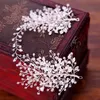 Kmvexo frisado tiaras nupcial coroa headband mulheres headpiece floral casamento acessórios de cristal noiva jóias 210707