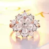 Wedding Rings Elegant Fashion Sakura Princess Engagement For Bride Jewelry Romantic Cherry Blossom Zircon Lady4122077
