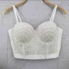 Femmes Mode Perles Perles Camisole Sans Manches Sexy Bustier Vêtements Push Up Night Club Bralette Crop Tops L542 210527