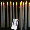 12 pezzi di candele LED a distanza tremolanti gialle candele coniche a distanza senza fiamma in plastica bougie led per la cena decorazione del partito206F