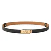 New Designer Women Real Leather 1.8cm Width Belts Golden Silver Lock Buckle Dress Jeans Sweater Waistband Belt A0 Q0625