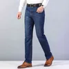 Calça jeans outono algodão masculino estiramento estilo clássico moda casual business calça solta 9536 27-40 211111