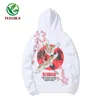 Otoño Invierno Dropshipping Estilo chino Crane Crane Cherry Sudadera con capucha de gran tamaño Algodón Hip Hop Rock Band Sudadera 201020