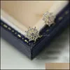 Urok Kolczyki Biżuteria 925 Sterling Sier Koreański Proste Pav Crystal Snowflake Stud Kobiety Słodkie i Romantyczne 14K Złoto Pielęgniarka Drop