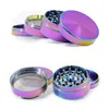 Rainbow Grinders Ice Blue Herb Grinder Smoking Accessories Zinc Alloy Metal Grinders 40/50/55/63mm Diameter 4 Parts Dry Herb Crushers