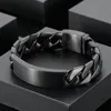 Link, catena da uomo in acciaio inossidabile nero grande bracciale barbazzale cubano link pesante gioielli regalo di Natale per amici/padre/marito