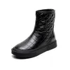 Bottes de neige en tissu de duvet, chaussures pour femmes pour l'hiver, imperméable, semelle épaisse, botte courte, bout rond, fermeture éclair arrière, chaussures féminines, noir, argent 210911