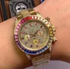 Luxury watches Full Diamond Steel Bracelet Automatic Mechanical Mens Watch 43mm Montre Ladiy Wristwatches Rainbow Diamond Ring Mouth High Quality