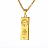 Pendant Necklace Stainless Steel Gold Bar Pendants Necklaces Men Hip Hop Fashion Alloy Jewelry Gift6957005