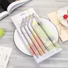 Metal Reusable 304 Stainless Steel Straws Straight Bent Drinking Straw Case Cleaning Brush Set Food Grade Metal Party Bar Supplies YL0043