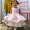Abito da principessa per bambina a righe rosa senza maniche Girl Baby Performance in stile spagnolo AD008 210610