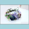 Wedding Hair Jewelry Bride Headdress Vines Manual Flower Berry Wreath Rose Crown Veil Headwear Decoration Drop Delivery 2021 Opj56