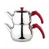 Besa Steel Teapot Red Handle Medium Size Strainer Top 1LT Bottom 2,10LT 210813