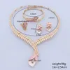 Dubai charme nupcial moda jóias conjuntos África colar bracelete brinco anel anel casamento jewellry para mulheres