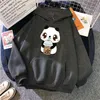 Nette Cartoon Panda Wasser Trinken Druck Mann Sweatshirt Fleece Tasche Lose Mit Kapuze Streetwear Frau Bequeme Hoody Anime Hoodie H1227
