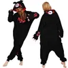 Roze somber bea volwassen onesies cartoon pyjama dier halloween party kostuum jumpsuits capuchon hooded pyjama suit 211130