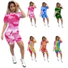 Verão Womens Tracksuits Shorts Outfits Duas peças Set Mulheres Roupas Casual Manga Curta Sportswear Terno Esportivo Venda KLW6227