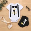ZAFILLE Gentleman For Outfits My First Birthday Boy Kleidung Mode Kostüm Baby Strampler Set 210309