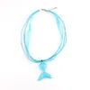 Pendant Necklaces Yarn Wax Rope Colourful Gradient Fishtail Mermaid Necklace Charms Jewelry For Women Girl