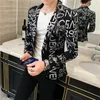 봄과 가을 패션 남성의 캐주얼 레터 인쇄 긴 슬리브 슬림복 블레이저스 재킷 코트 220225