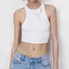 Ribbed Tank Top Women White Summer Casual Fitness Short Vest Candy Colors Knitted Off Shoulder Sexy Crop 210531