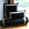 Luxury fashion Pillow case black velvet material and Light gold geometric embroidery pattern European style pillowcase cushion cover 3 sizes