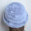Fur Winter Hat för kvinnor 100% Real Rex Rabbit Caps Lady Winter Warm Headwear Women's Hatts
