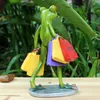 Oggetti decorativi Figurine 3D Mini Resina Verde Rana Figurine Statua carina Ornamenti artigianali Decorazione domestica per soggiorno Davanzale Gard